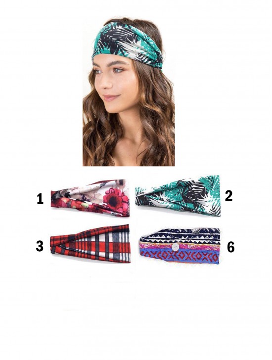 Patterned Headband W/ Buttons